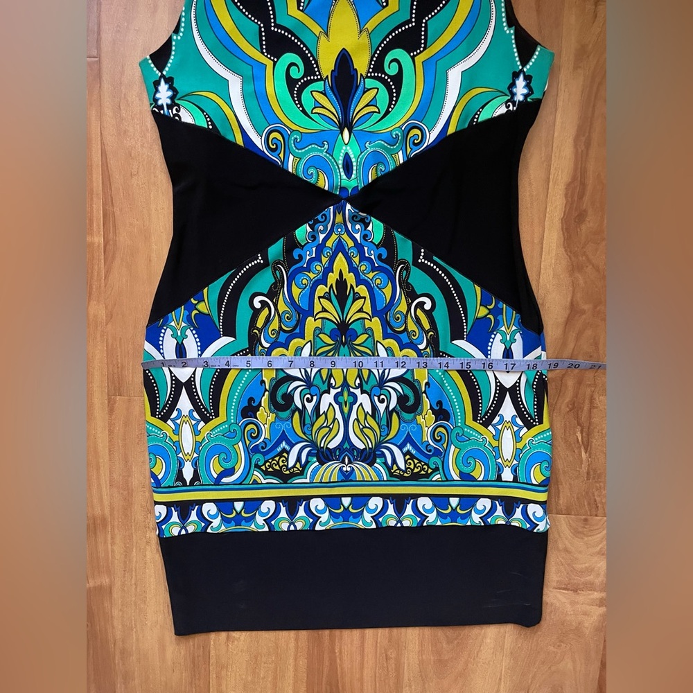 Vibrant Vintage 90s Multicolor Sleeveless Joseph Ribkoff Mini Dress, Size Medium - Picture 10 of 10